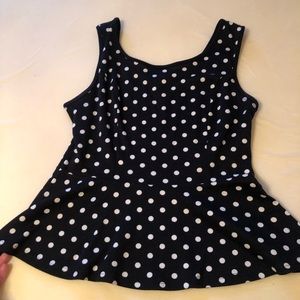 Black and White Polka Dot Peplum Top